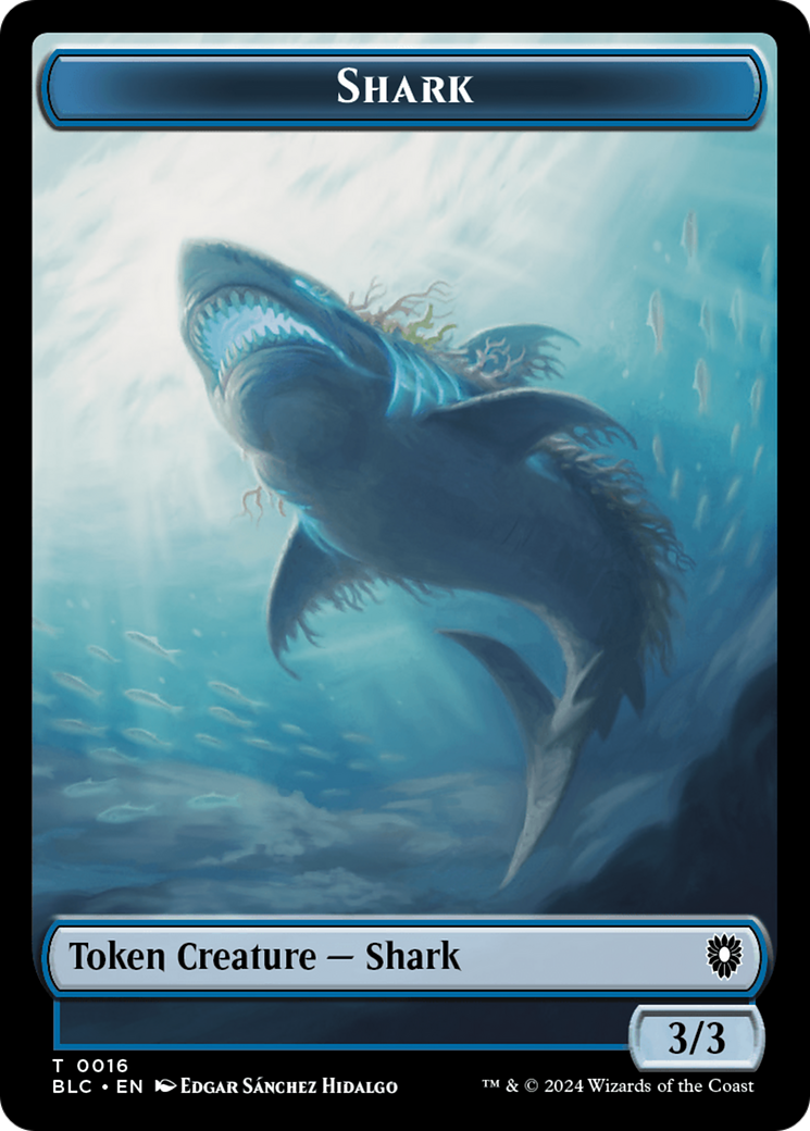 Image of Elemental // Shark Double-Sided Token [Bloomburrow Commander Tokens]