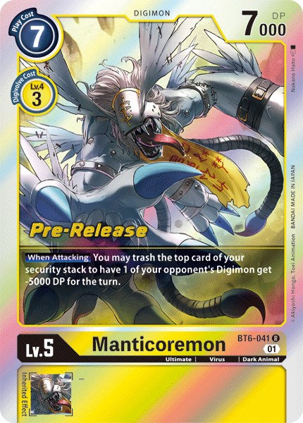 Image of Manticoremon [BT6-041] [Double Diamond Pre-Release Cards]