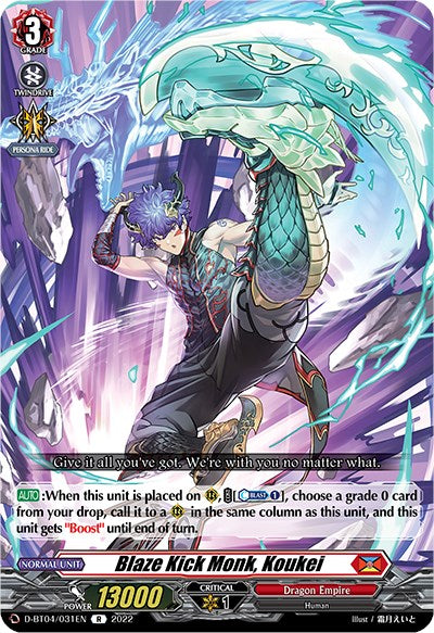Image of Blaze Kick Monk, Koukei (D-BT04/031EN) [Awakening of Chakrabarthi]