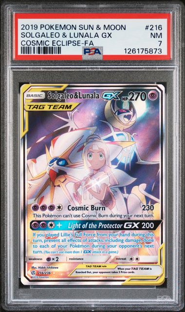 Solgaleo & Lunala GX (Sun & Moon: Cosmic Eclipse) 216/236 PSA 7
