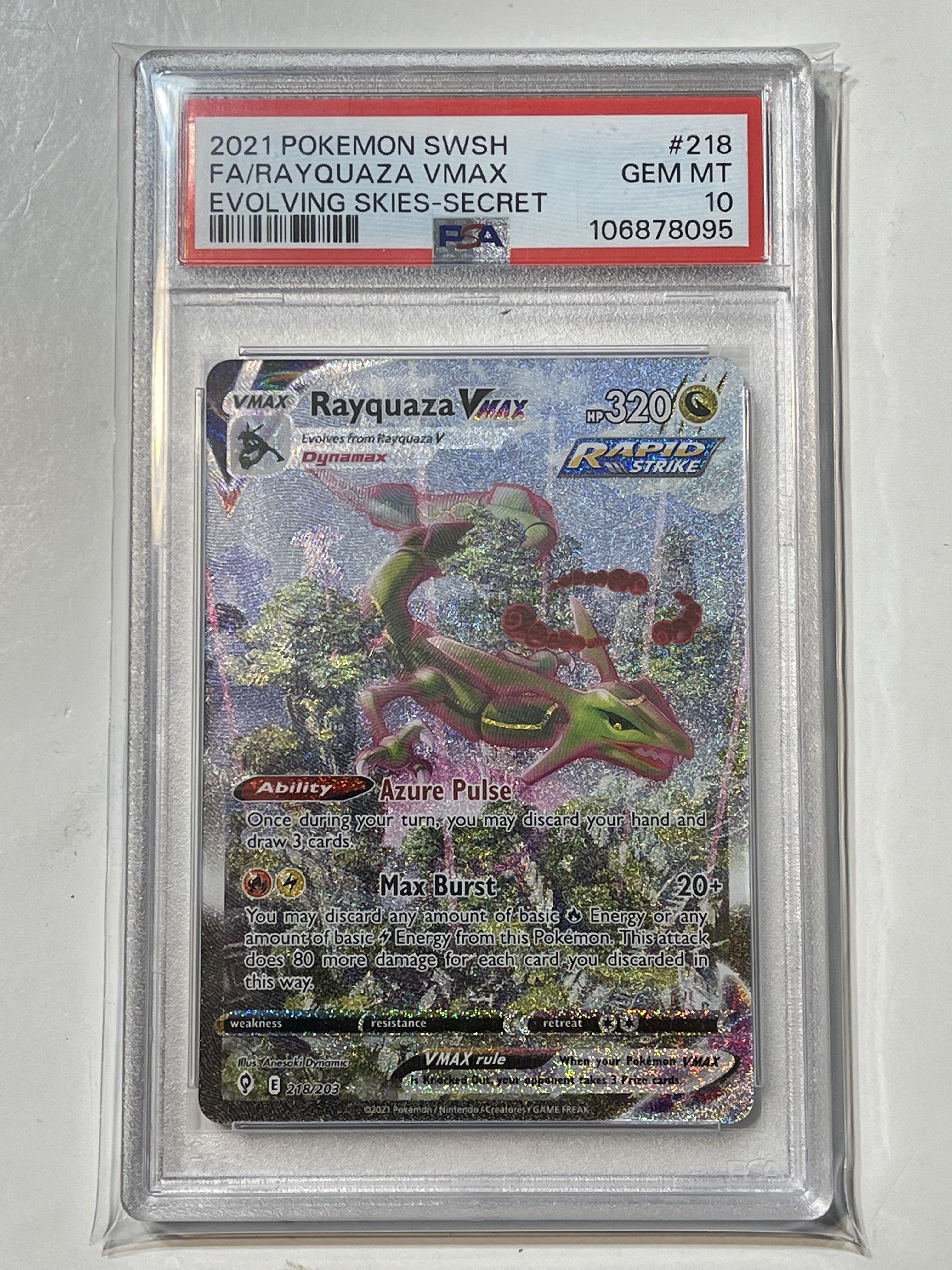 Image of Rayquaza VMAX (Sword & Shield: Evolving Skies) 218/203 PSA 10