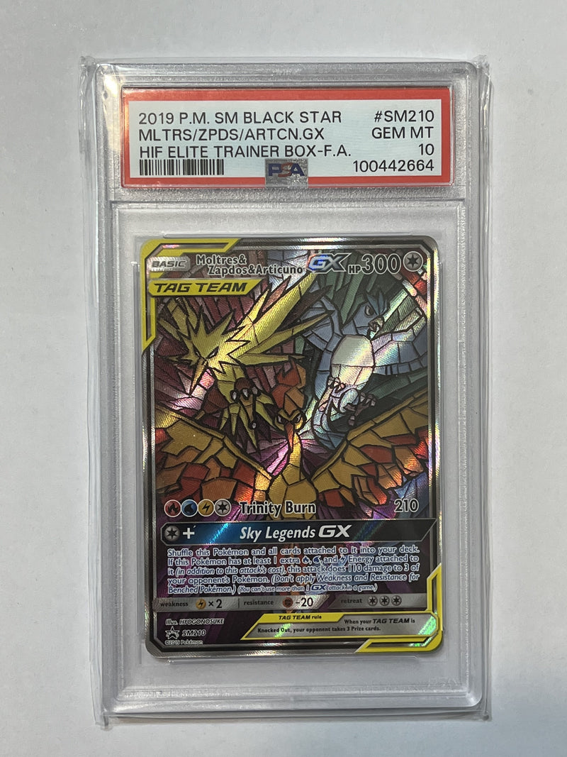 Moltres & Zapdos & Articuno GX (Sun & Moon: Black Star Promos) SM210 PSA 10