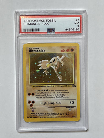 Hitmonlee (Fossil Unlimited) 7/62 PSA 7