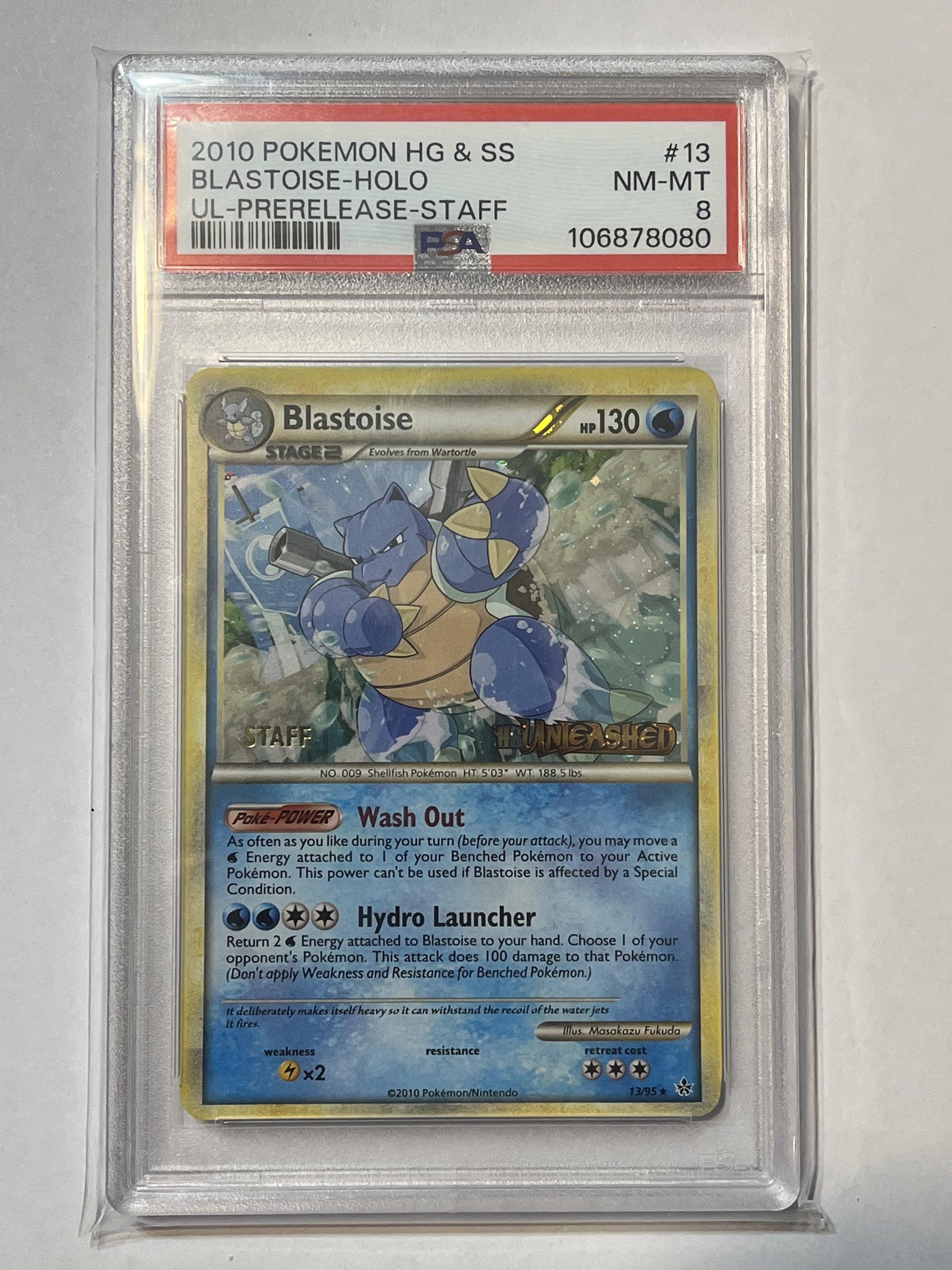 Image of Blastoise (HeartGold & SoulSilver: Unleashed Staff Promo) 13/95 PSA 8