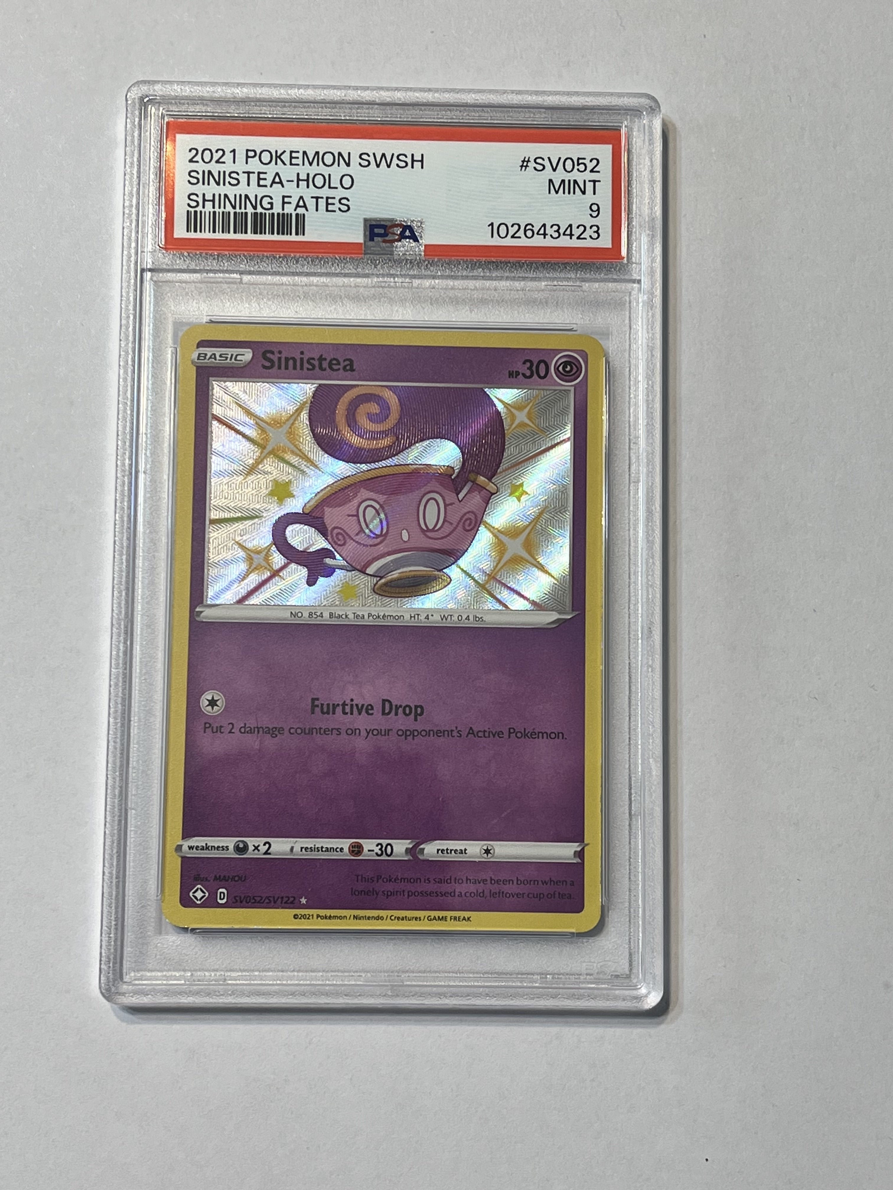 Image of Sinistea (Sword & Shield: Shining Fates) sv052/sv122 PSA 9