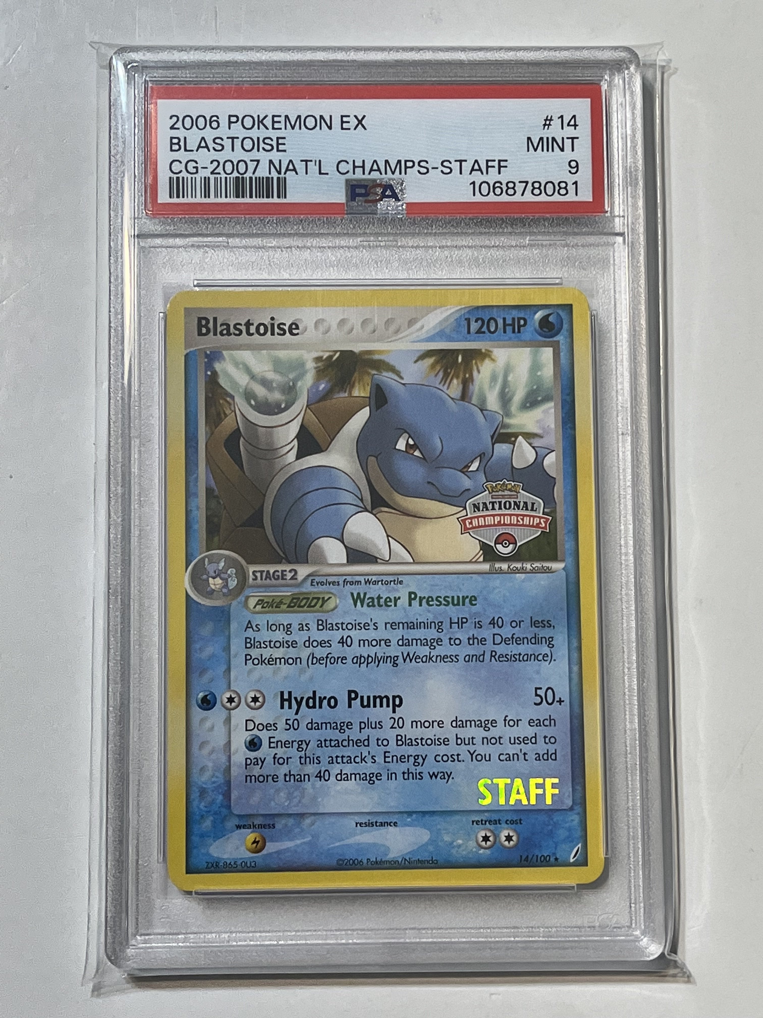 Image of Blastoise National Championship Promo Staff (EX: Crystal Guardians) 14/100 PSA 9