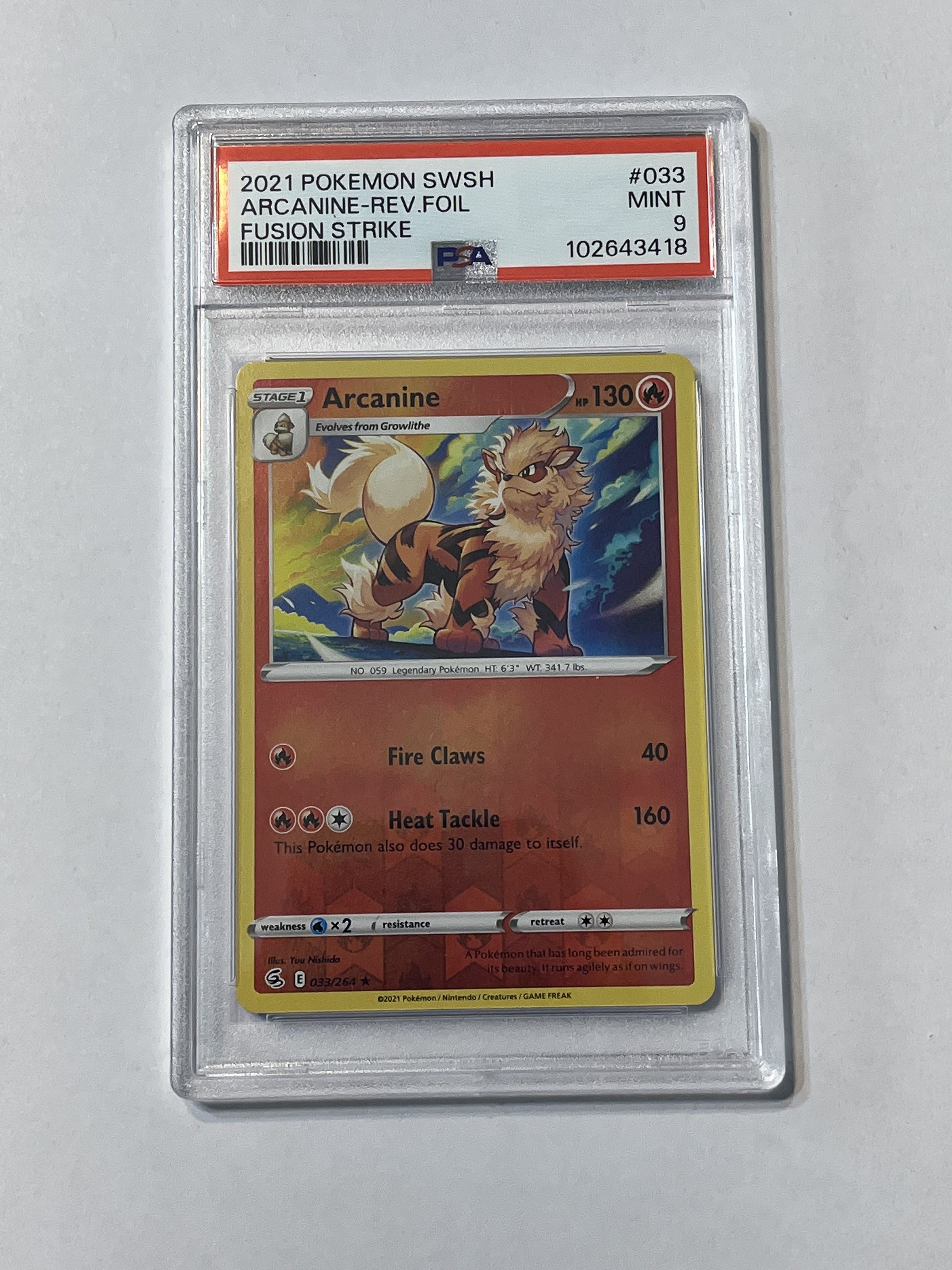 Image of Arcanine (Sword & Shield: Fusion Strike) 033/264 PSA 9