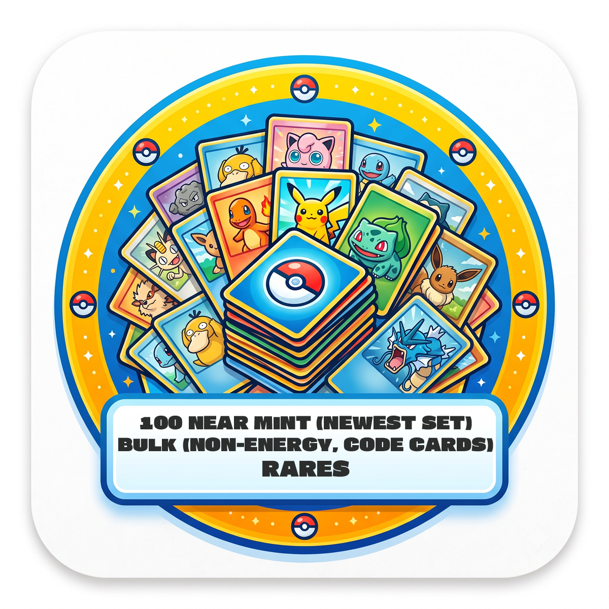 Image of PKMN - Bulk 100 Rares (Holo Foil/ Reverse/ Non-Foil) (NEWEST SET)