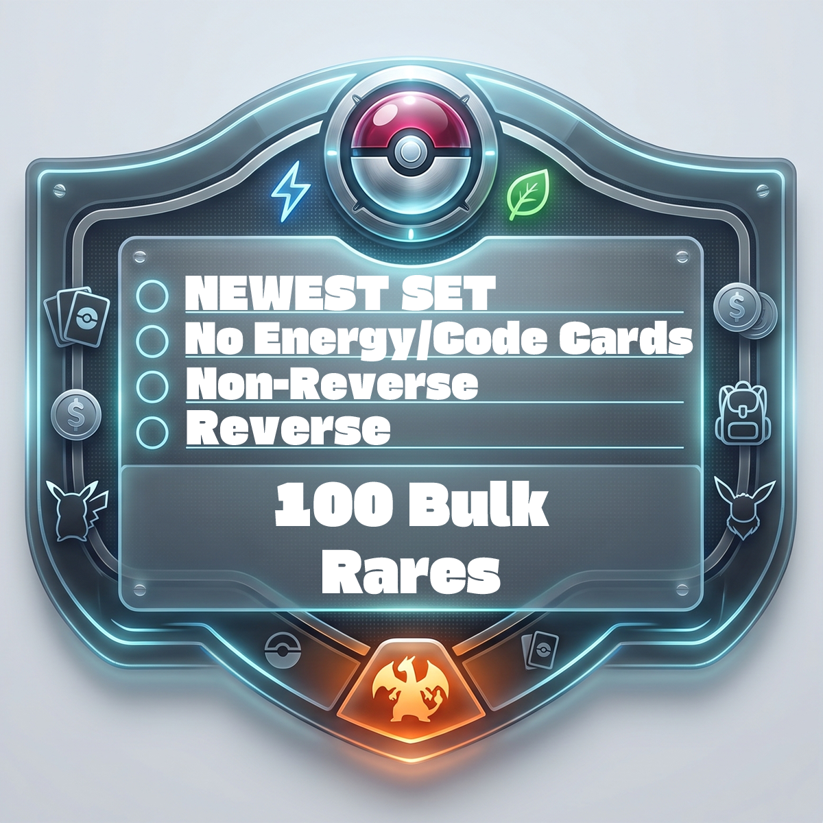 Image of PKMN - Bulk 100 Rares (Holo Foil/ Reverse/ Non-Foil) (Mega Evolution & Up)