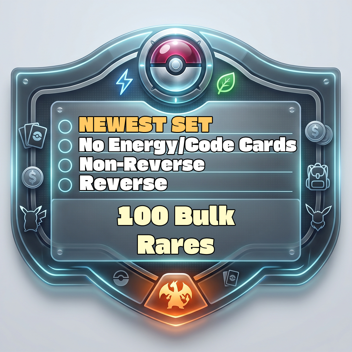 Image of PKMN - Bulk 100 Rares (Holo Foil/ Reverse/ Non-Foil) (NEWEST SET)