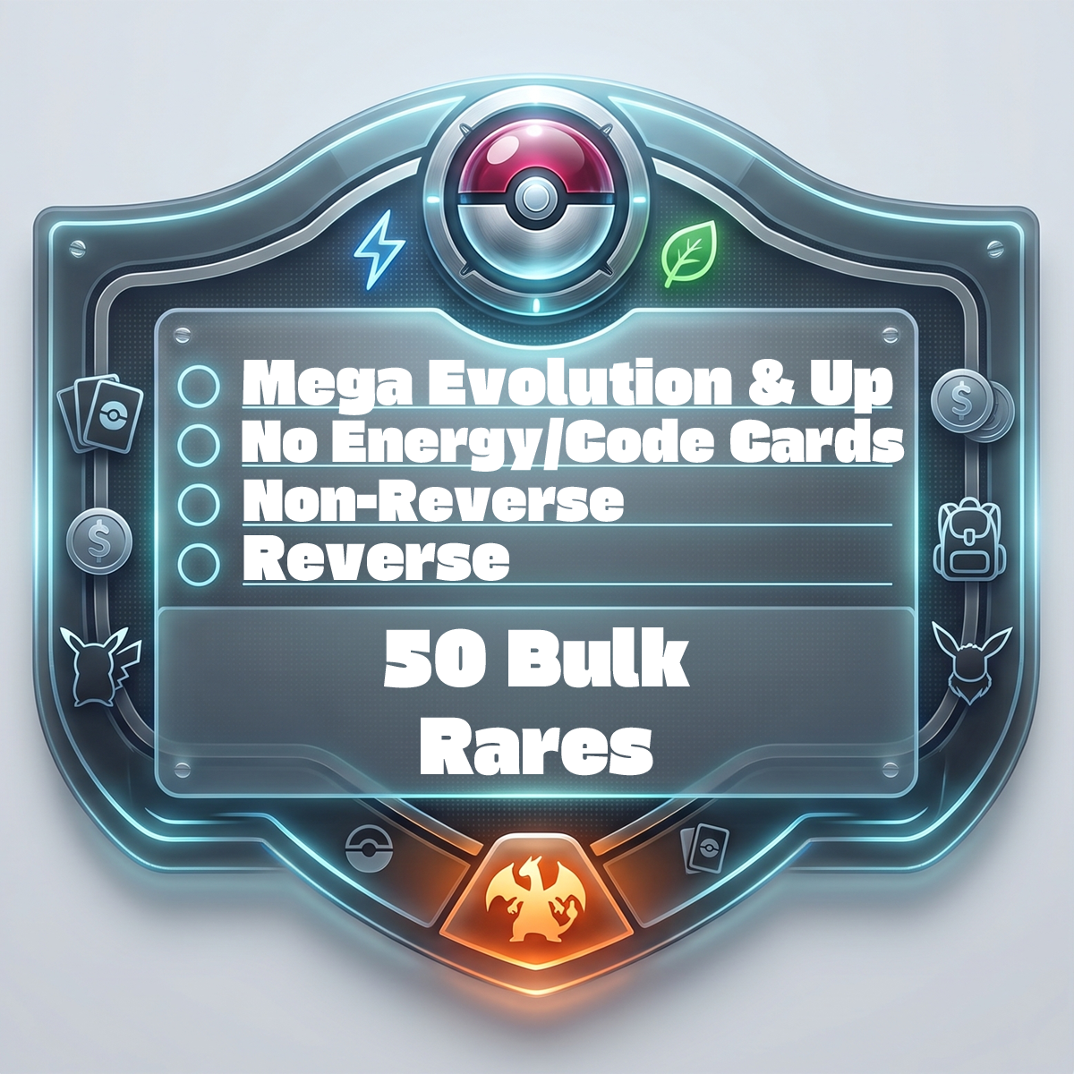 Image of PKMN - Bulk 50 Rares (Holo Foil/ Reverse/ Non-Foil) (Mega Evolution & Up)