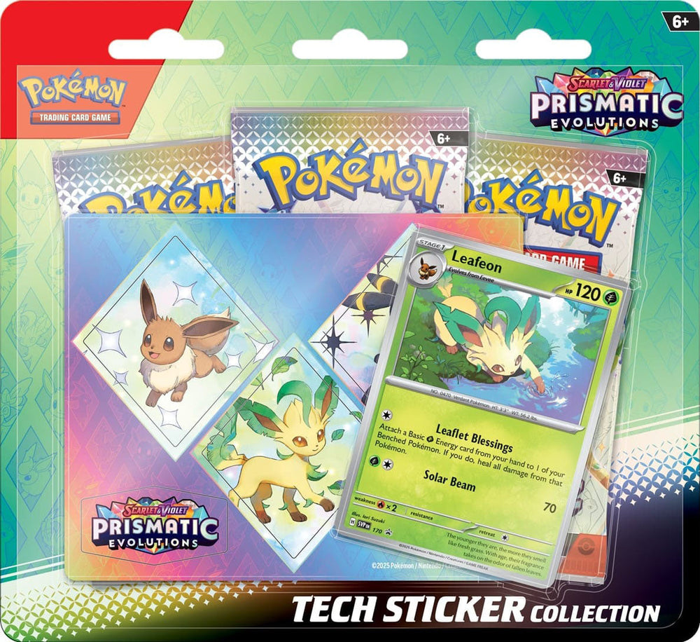 Prismatic Evolutions Tech Sticker Collection - Leafeon (Scarlet and Violet 8.5) (PRE-ORDER)  (January 17th 2025)