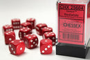 Chessex Opaque - Red/White - 12 Dice Set