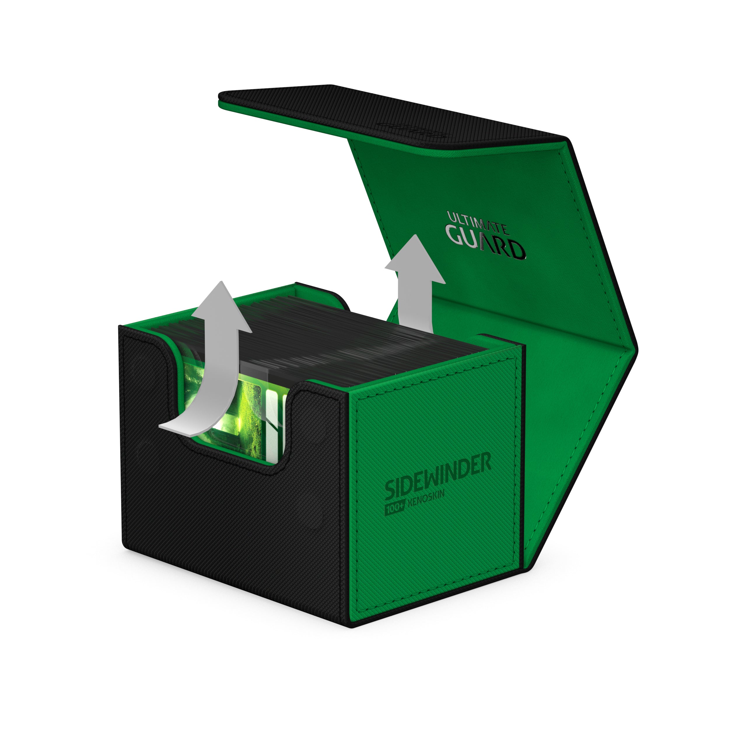 Image of Black/Green (Synergy) 100+ Ultimate Guard Sidewinder Xenoskin Deckbox