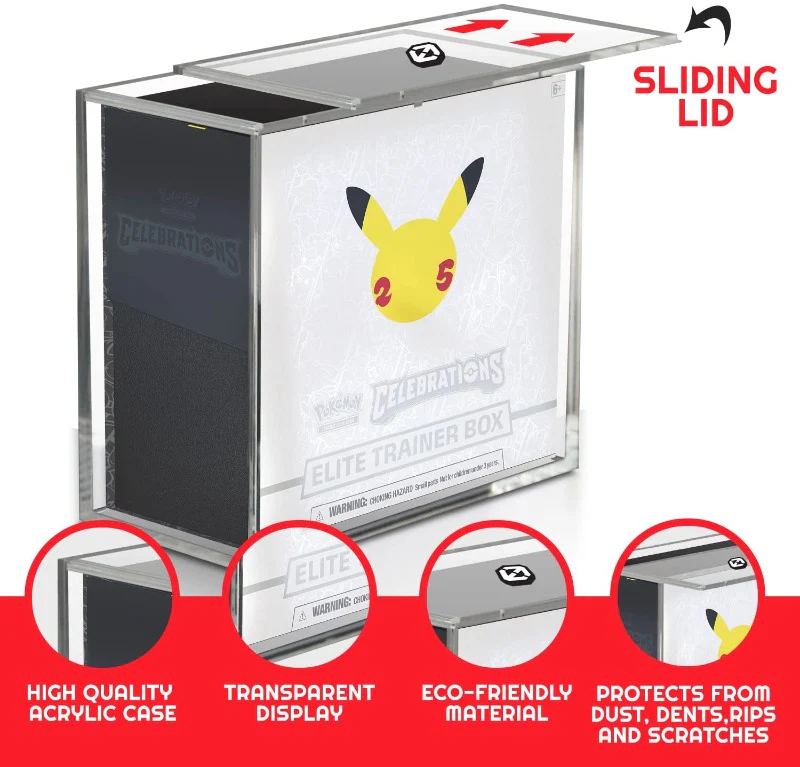 Acrylic Elite Trainer Box Display Case - With Sliding Lid Anti-UV (Pokemon)
