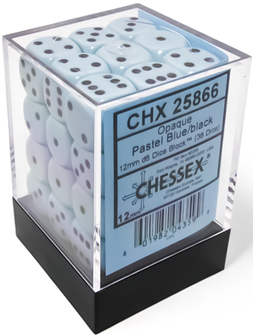 Image of Chessex Opaque - Pastel Blue/Black - 36d6 (CHX 25866)