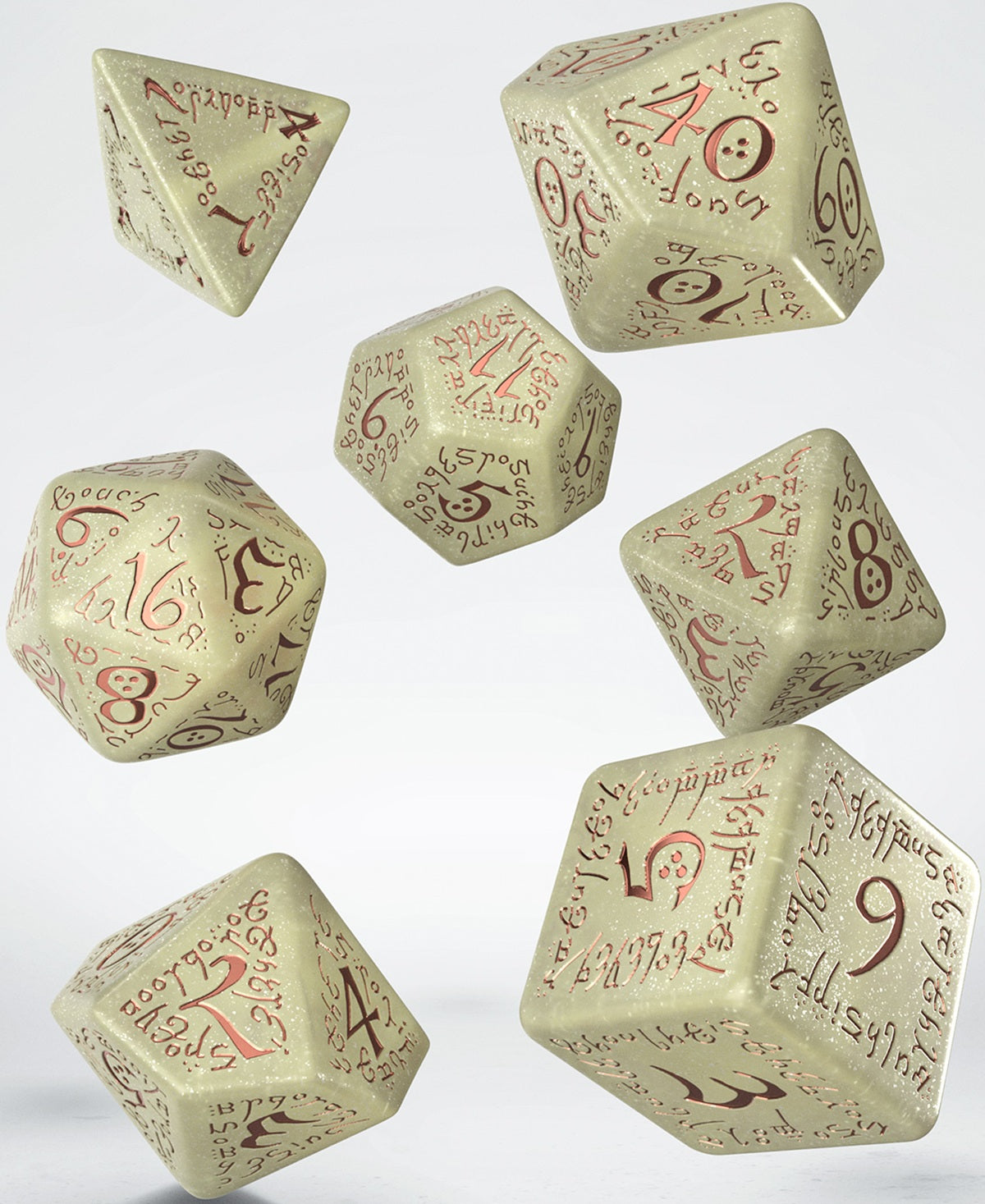 Image of ELVISH SHIMMERING BEIGE & COPPER JUMBO DICE SET