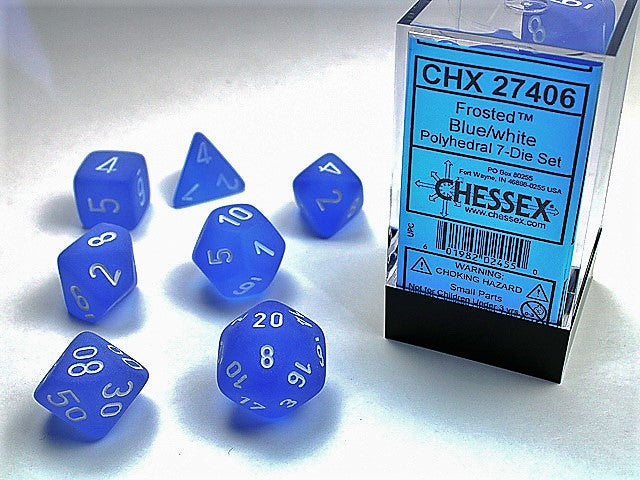 Image of Chessex -  Frosted Blue/White - 7 Dice