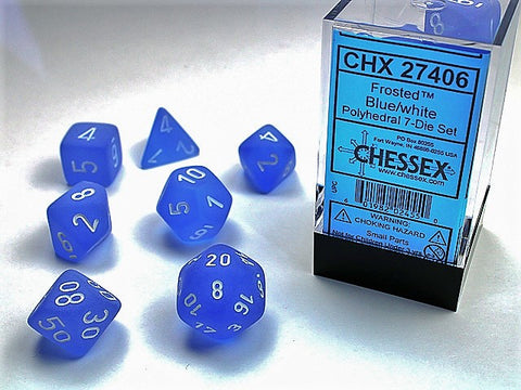 Chessex -  Frosted Blue/White - 7 Dice