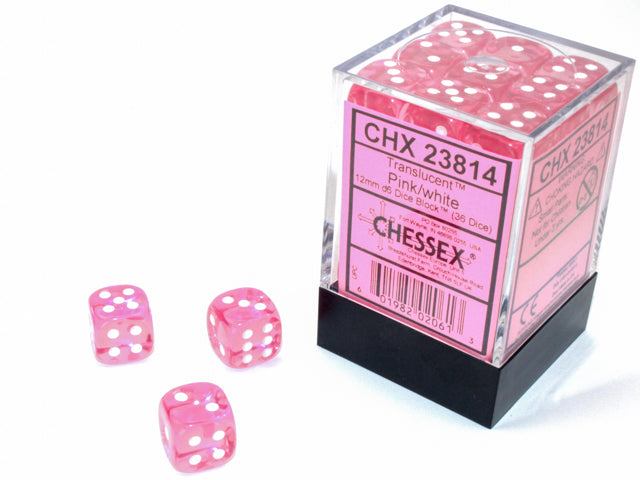 Image of Chessex Translucent - Pink/White - 36 Dice Set