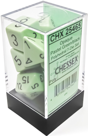 Image of Chessex Opaque - Pastel Green/Black - 7-die set (CHX 25465)