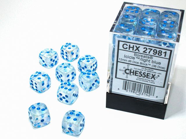 Image of Chessex Borealis - Icicle/Light Blue - 36 Dice Set