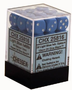 Image of Chessex Opaque - Light Blue/White - 36 Dice Set