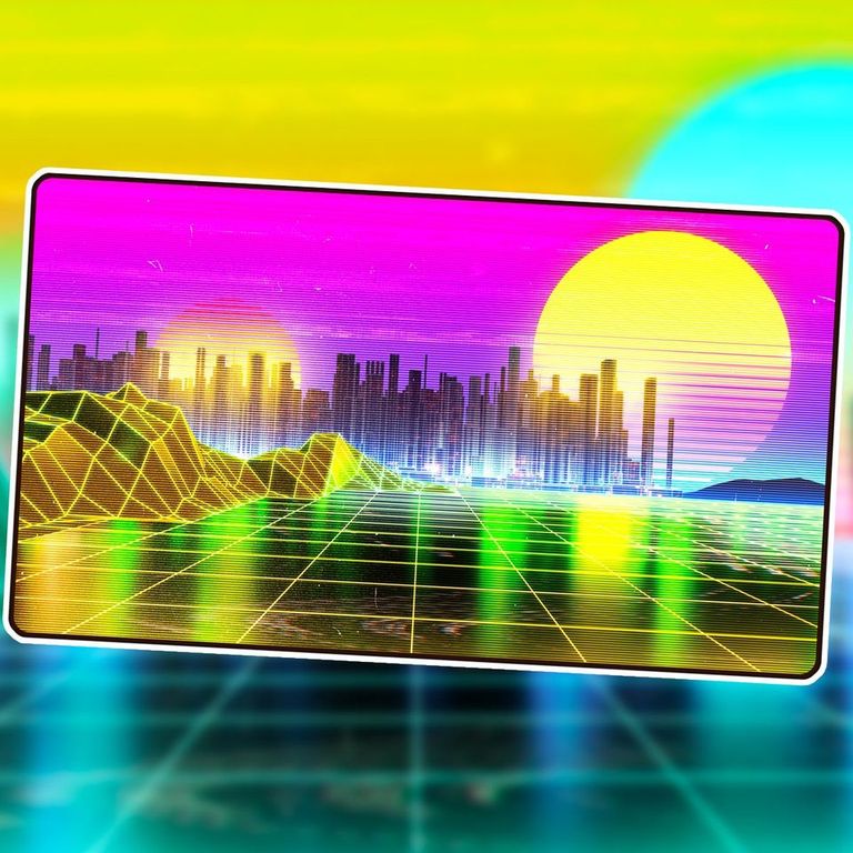 Image of Premium Playmat Stitched Edge Retrowave Plains