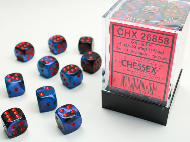 Image of Chessex Gemeni - Black/ Starlight Red - 36 Dice Set
