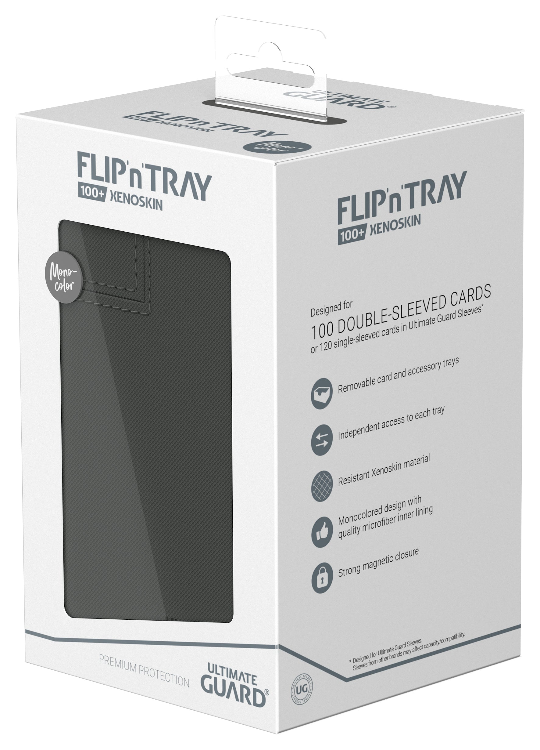 Image of Mono Grey Ultimate Guard Xenoskin Flip'n'Tray 100+ Deckbox
