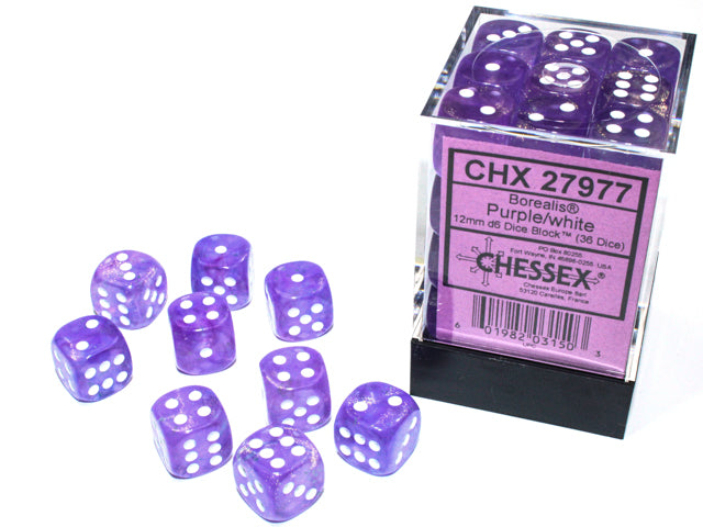 Image of Chessex BOREALIS - PURPLE/WHITE - 36 Dice Set