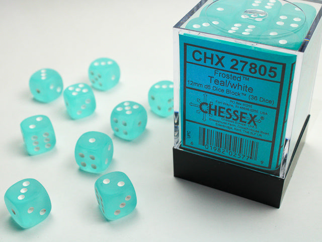 Chessex Frosted - Teal/White - 36 Dice Set