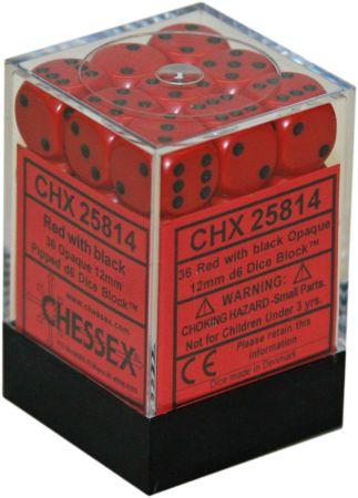 Image of Chessex - Opaque - Red/Black - 36 D6 Dice Block