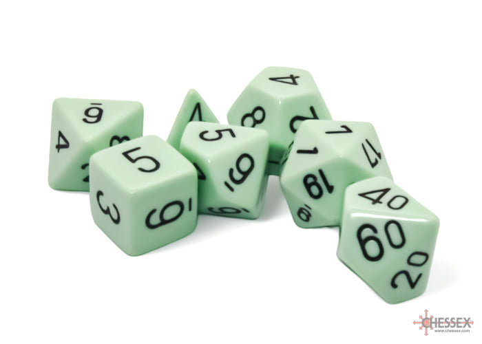 Image of Chessex Opaque - Pastel Green/Black - 7-die set (CHX 25465)