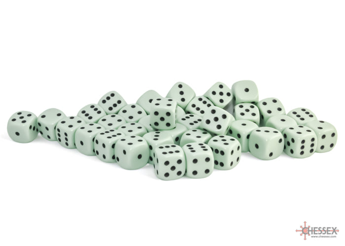 Image of Chessex Opaque - Pastel Green/Black - 36D6 Dice (CHX 25865)