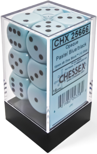 Image of Chessex Opaque - Pastel Blue/Black - 12d6 (CHX 25666)