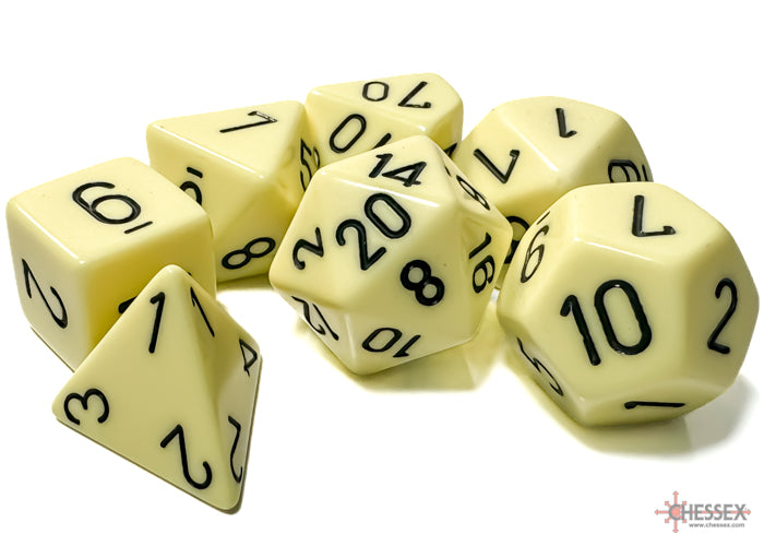 Image of Chessex Opaque - Pastel Yellow/Black - 7-die set (CHX 25462)