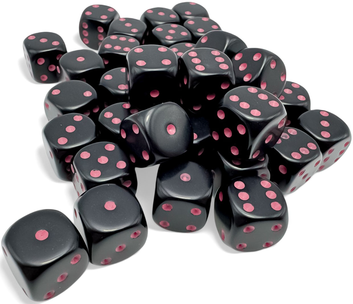 Image of Chessex - Opaque - Black/Pink - 36 D6 Dice Block