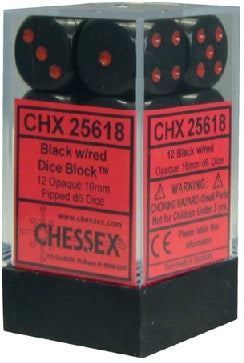 Image of Chessex Opaque - Black/Red - 12 Dice Set