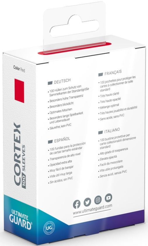 Red Standard Size Card Sleeves - Ultimate Guard CORTEX [100 ct]