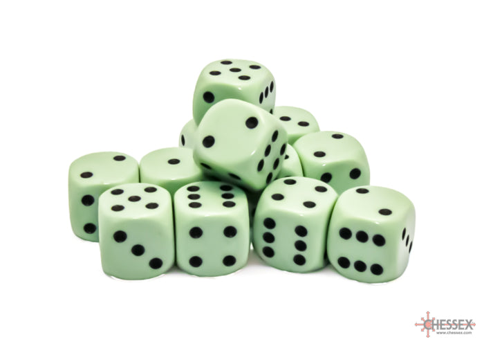 Image of Chessex Opaque - Pastel Green/Black - 12D6 Dice (CHX 25665)