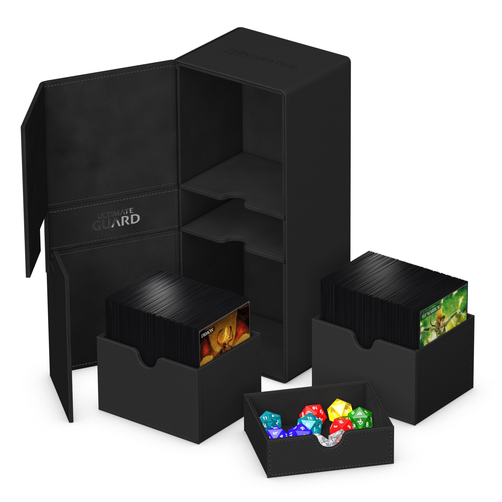 Image of TWIN FLIP 'N' TRAY DECK CASE MONOCOLOR BLACK 266+