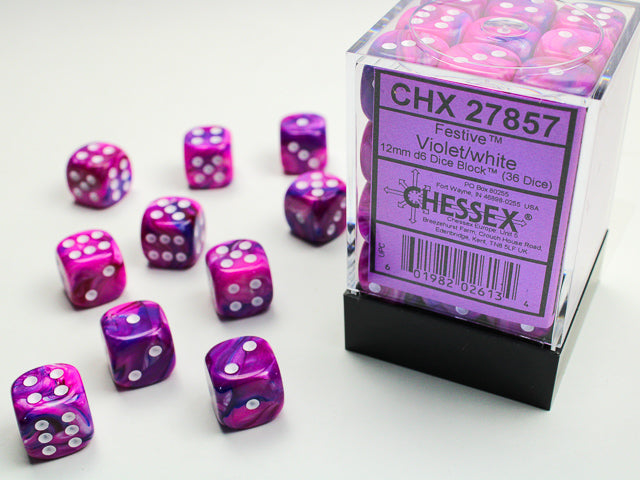 Image of Chessex FESTIVE - VIOLET/WHITE - 36 Dice Set