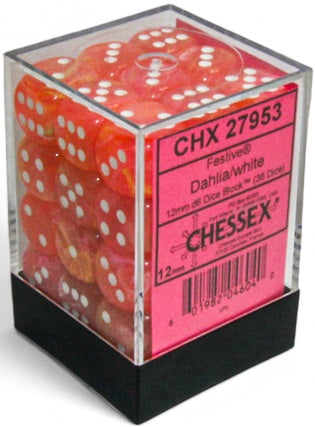 Image of Chessex Festive - Dahlia/White - 36 Dice Set