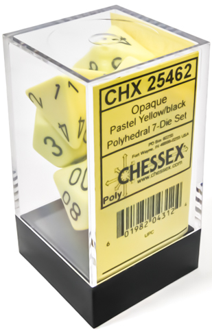 Image of Chessex Opaque - Pastel Yellow/Black - 7-die set (CHX 25462)