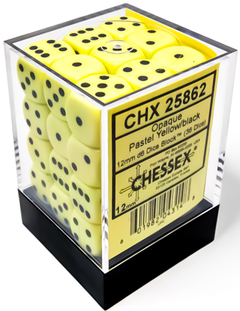 Image of Chessex Opaque - Pastel Yellow/Black - 36d6 (CHX 25862)