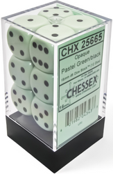 Chessex Opaque - Pastel Green/Black - 12D6 Dice (CHX 25665)