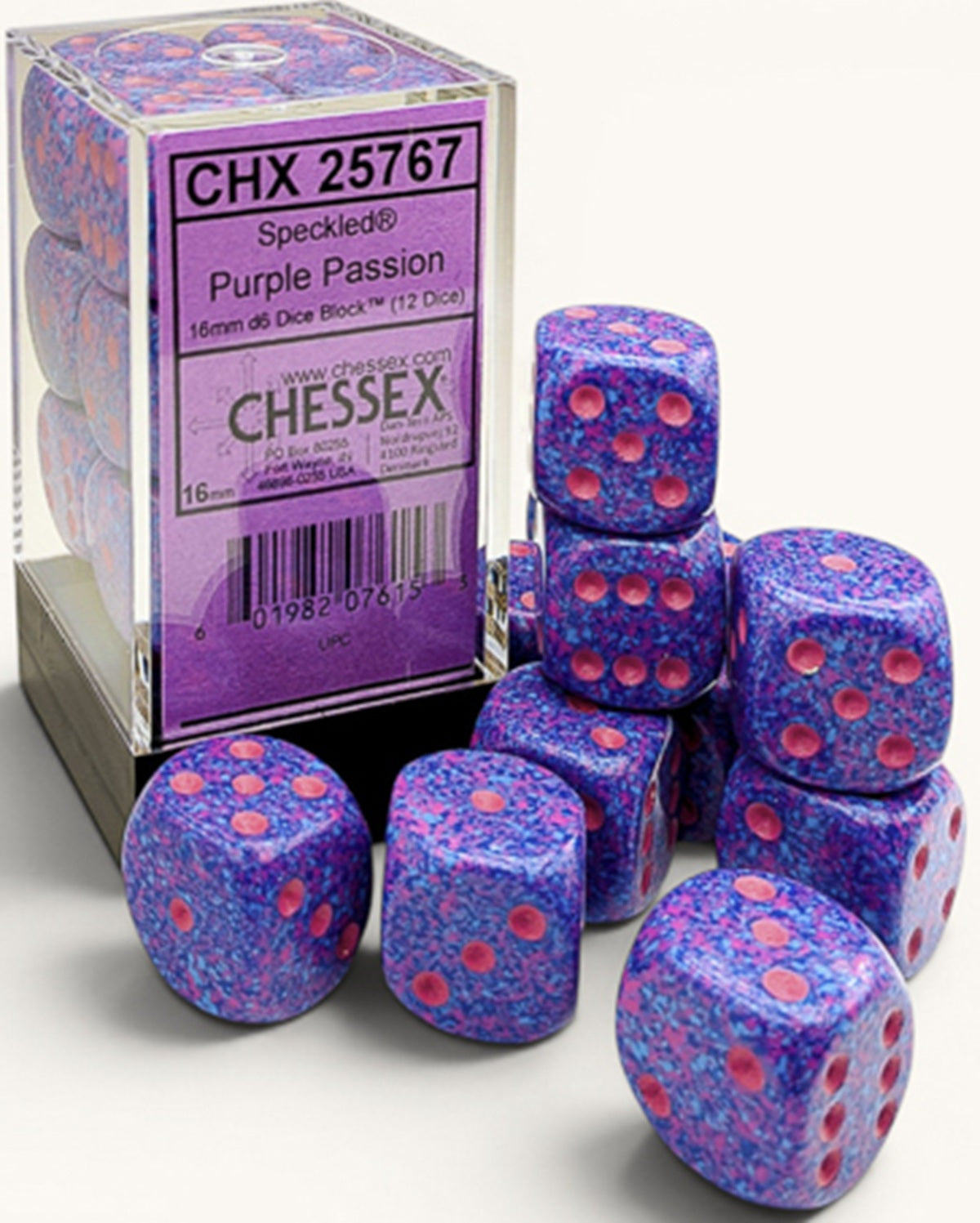 Image of SPECKLED Chessex - PURPLE PASSION - 12 Dice 16MM