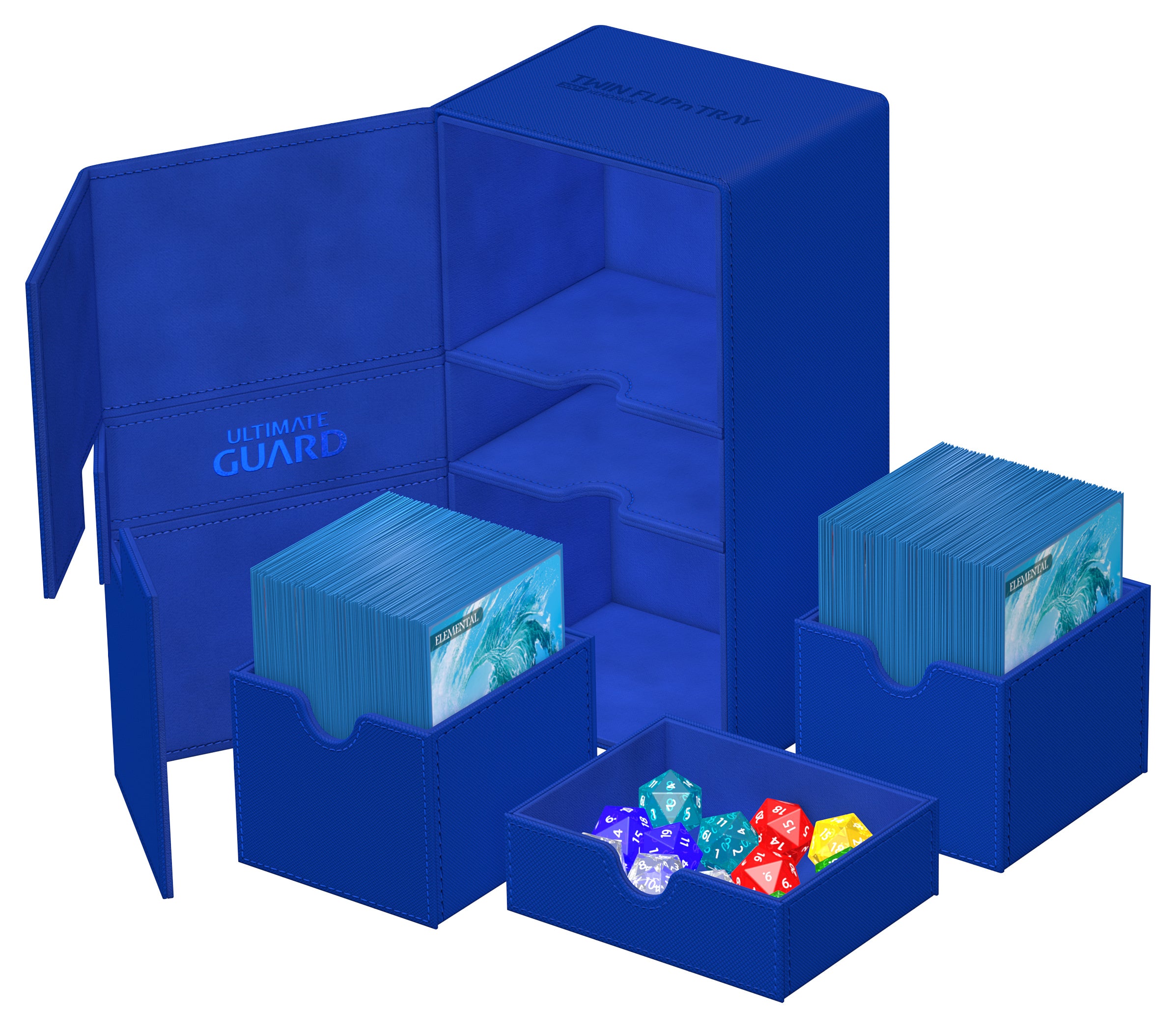 Image of Blue Mono Colour Ultimate Guard Xenoskin Flip'n'Tray 200+ Deckbox
