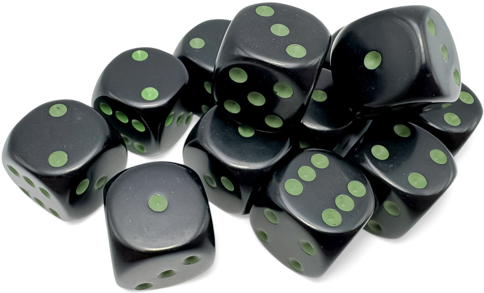 Image of Chessex Opaque - Black/Green - 12d6